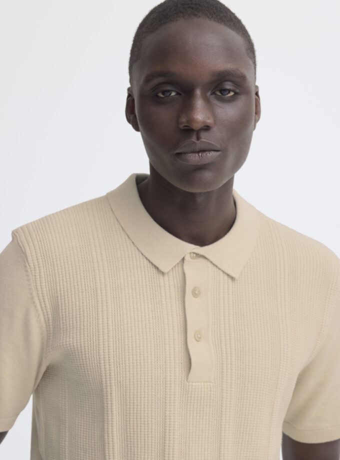 KNIT POLO SHORT - ECRU