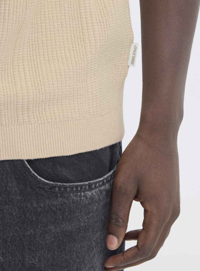 KNIT POLO SHORT - ECRU