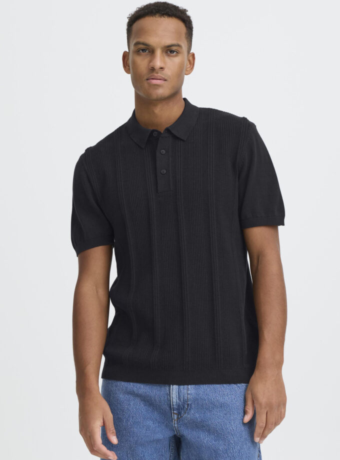 KNIT POLO SHORT  - BLACK
