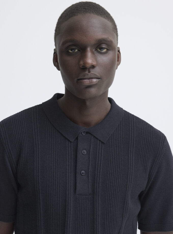 KNIT POLO SHORT - BLACK