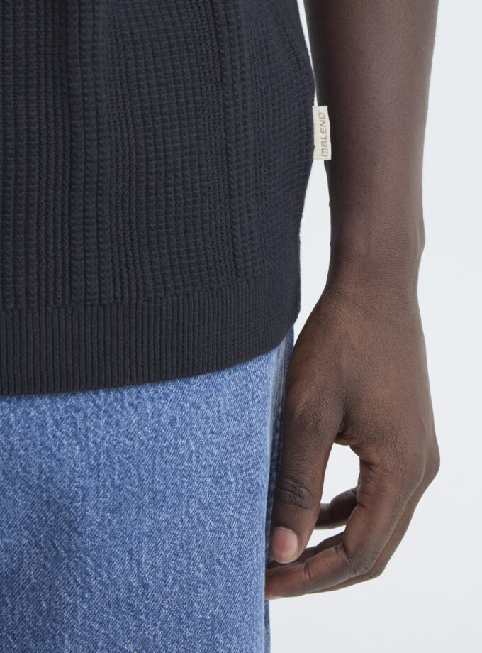 KNIT POLO SHORT - BLACK