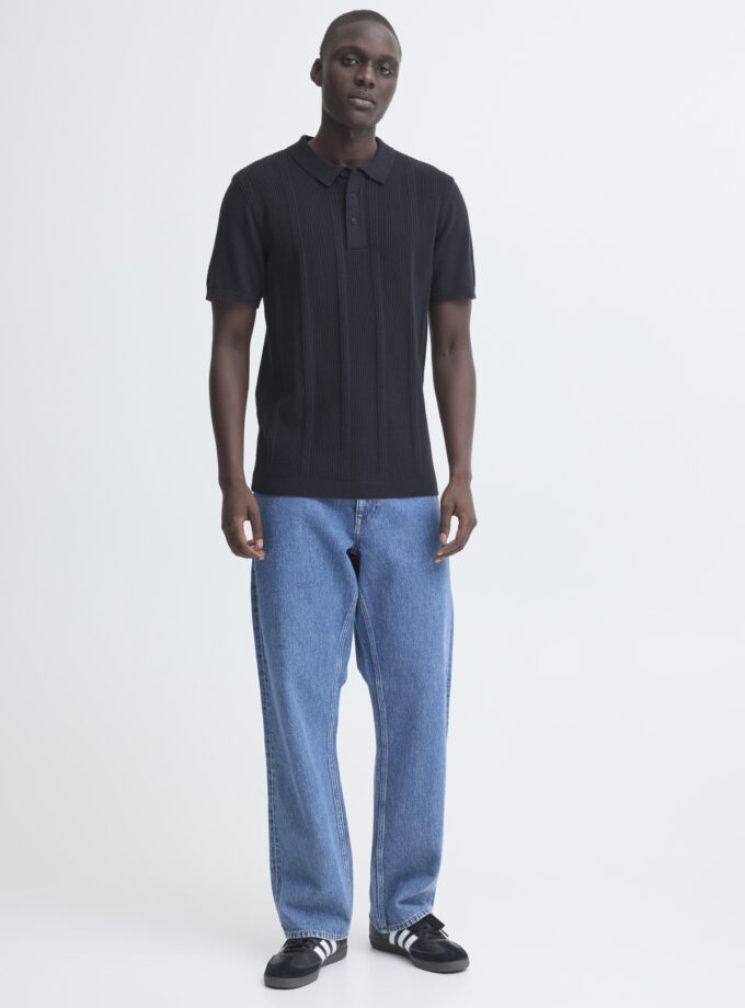 KNIT POLO SHORT - BLACK