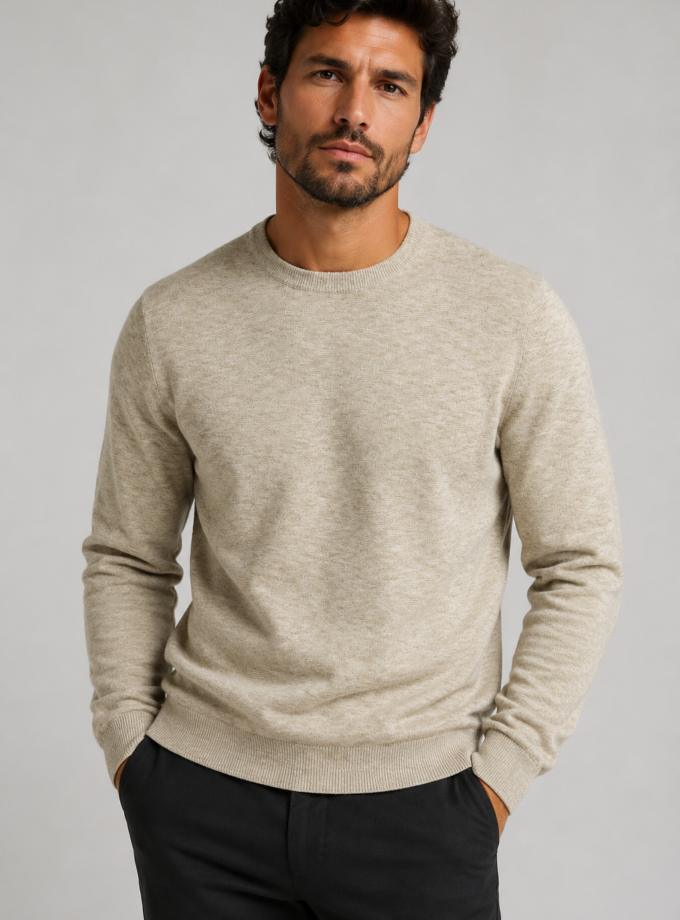 KNIT SWEATER - BEIGE MELANGE