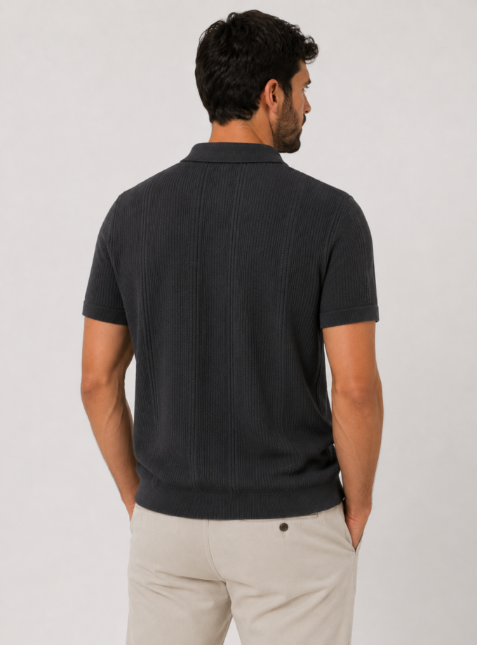 KNIT POLO SHORT - BLACK