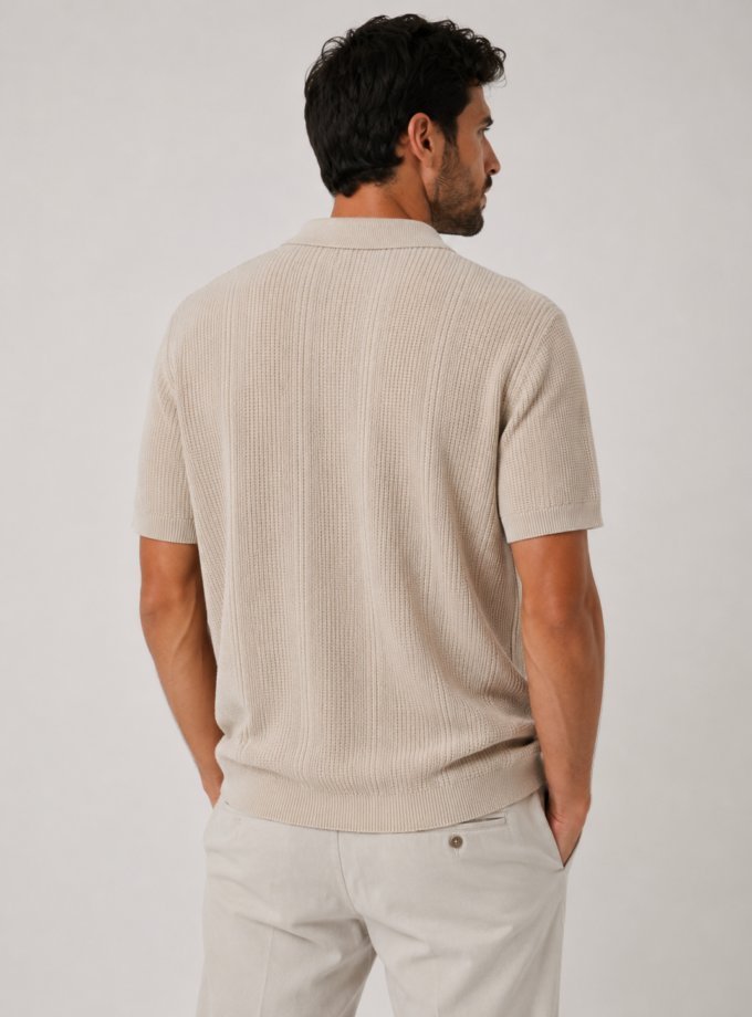 KNIT POLO SHORT - ECRU