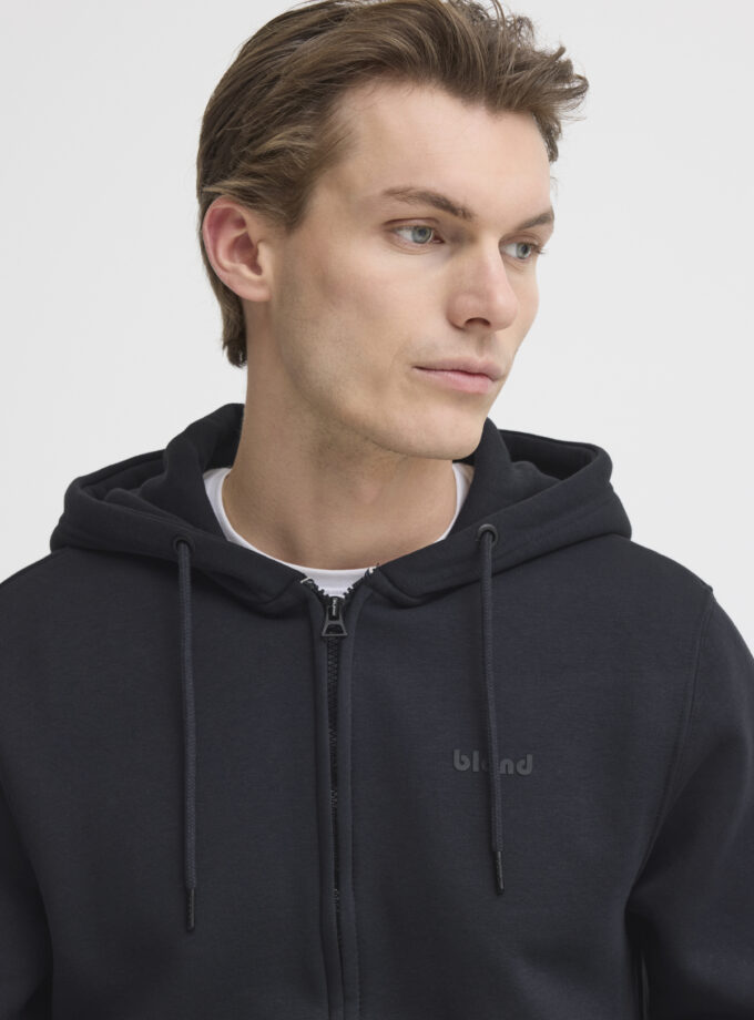 ZIP- UP HOODIE - OFF BLACK