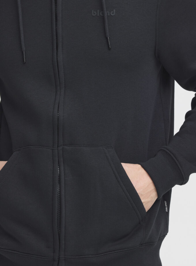 ZIP- UP HOODIE - OFF BLACK