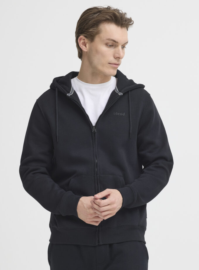 ZIP- UP HOODIE  - OFF BLACK