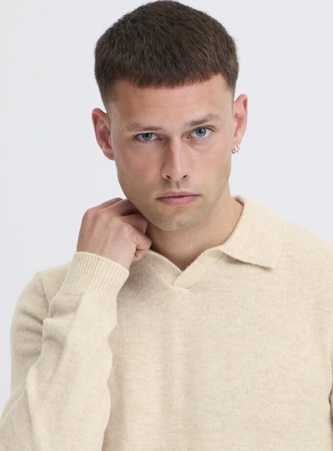 KNIT SWEATER POLO - ECRU
