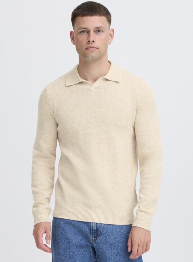KNIT SWEATER POLO  - ECRU