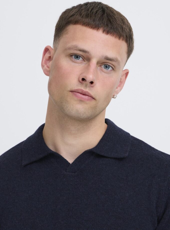 KNIT SWEATER POLO - DARK BLUE