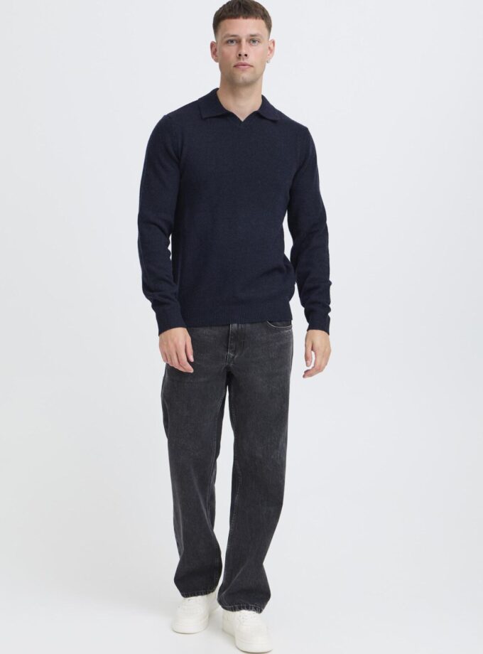 KNIT SWEATER POLO - DARK BLUE