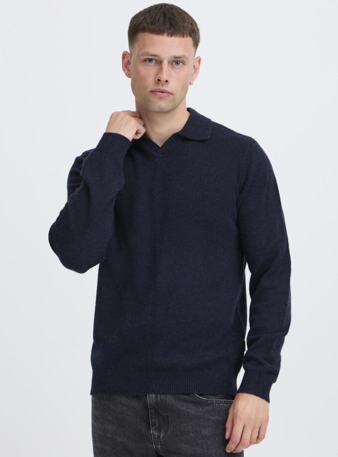 KNIT SWEATER POLO - DARK BLUE