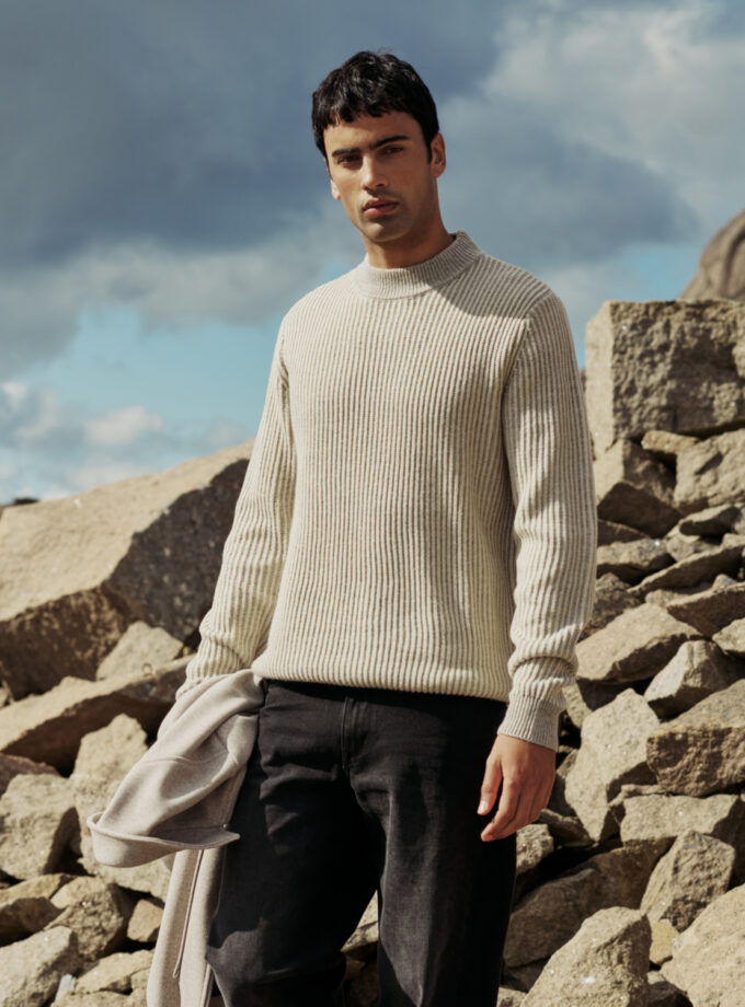 KNIT SWEATER  - ECRU MELANGE