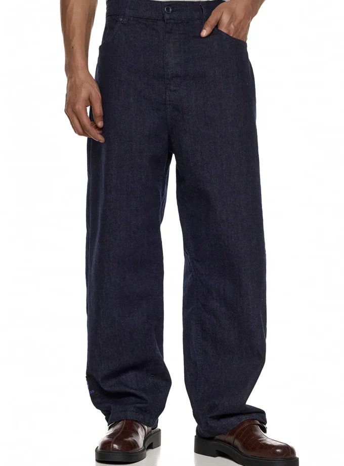 RAW WASH WIDE LEG DENIM - DARK BLUE