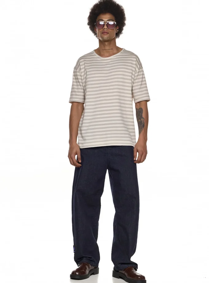 RAW WASH WIDE LEG DENIM - DARK BLUE