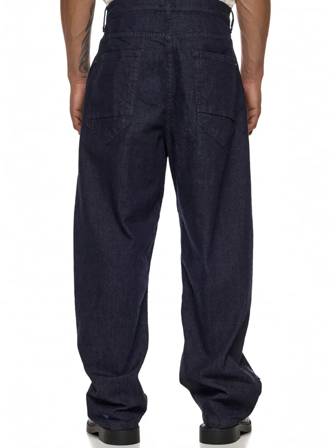 RAW WASH WIDE LEG DENIM - DARK BLUE
