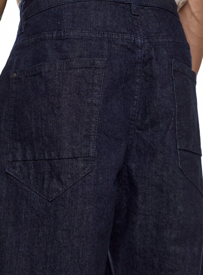 RAW WASH WIDE LEG DENIM - DARK BLUE