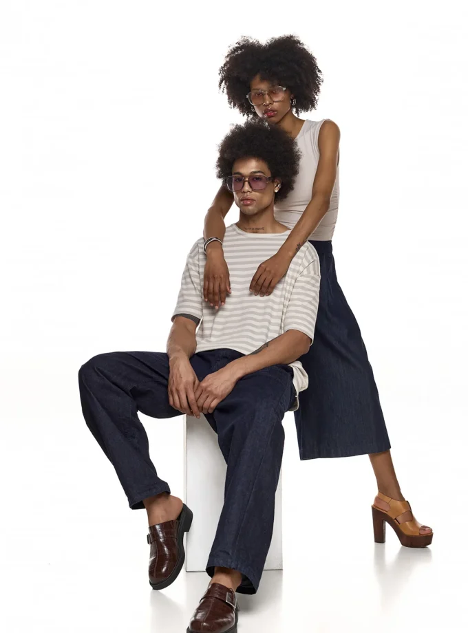 RAW WASH WIDE LEG DENIM - DARK BLUE