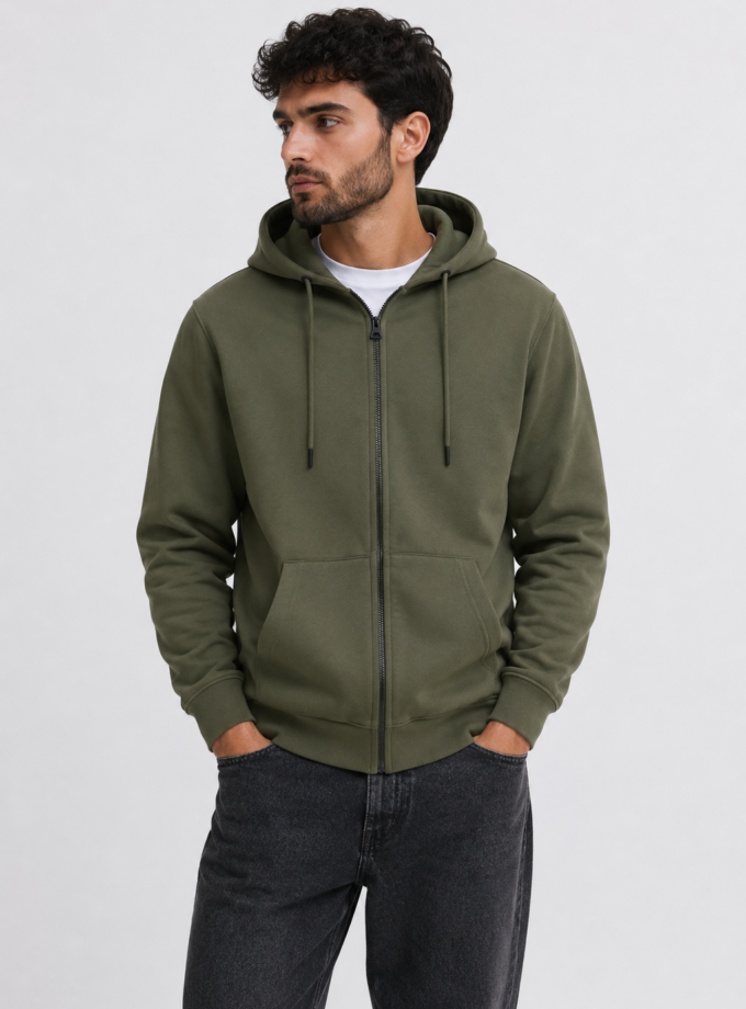 ZIP- UP HOODIE - KHAKI