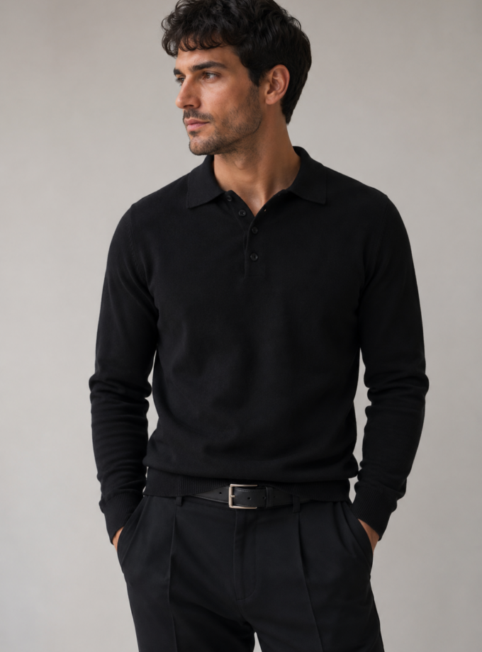 KNIT POLO -  BLACK