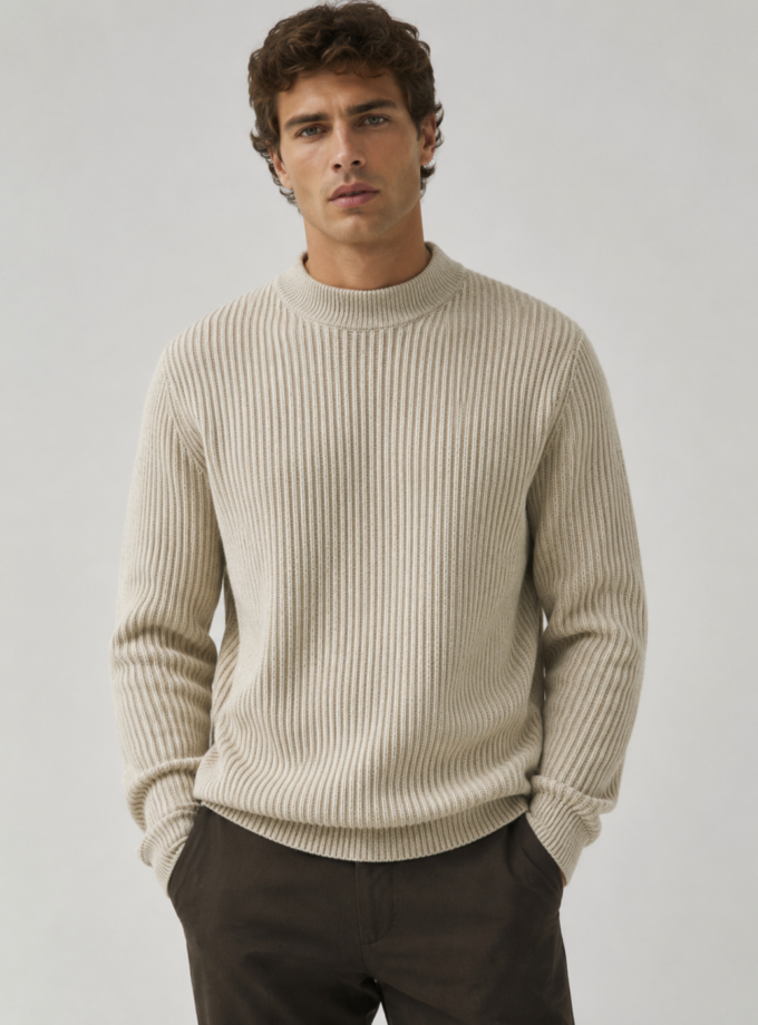 KNIT SWEATER  - ECRU MELANGE