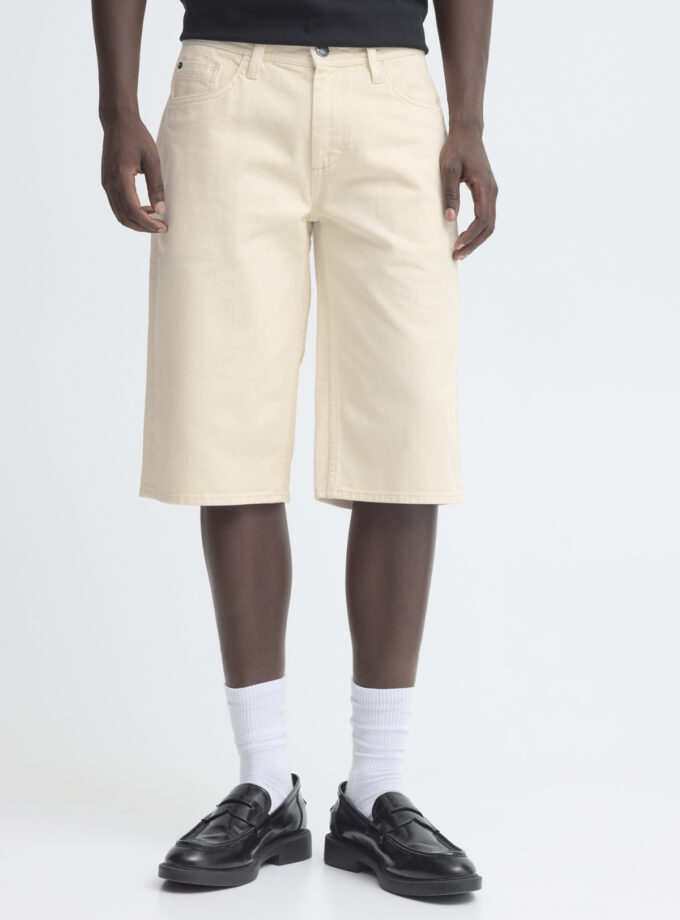 DENIM SHORTS LOOSE FIT  - ECRU