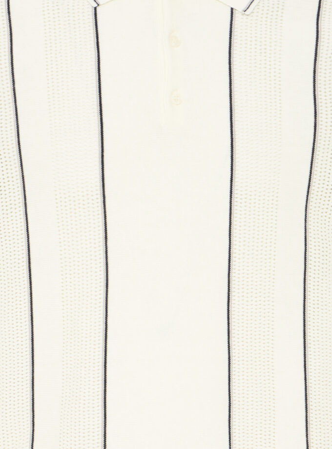 SHORT SLEEVE KNITTED POLO - SAND