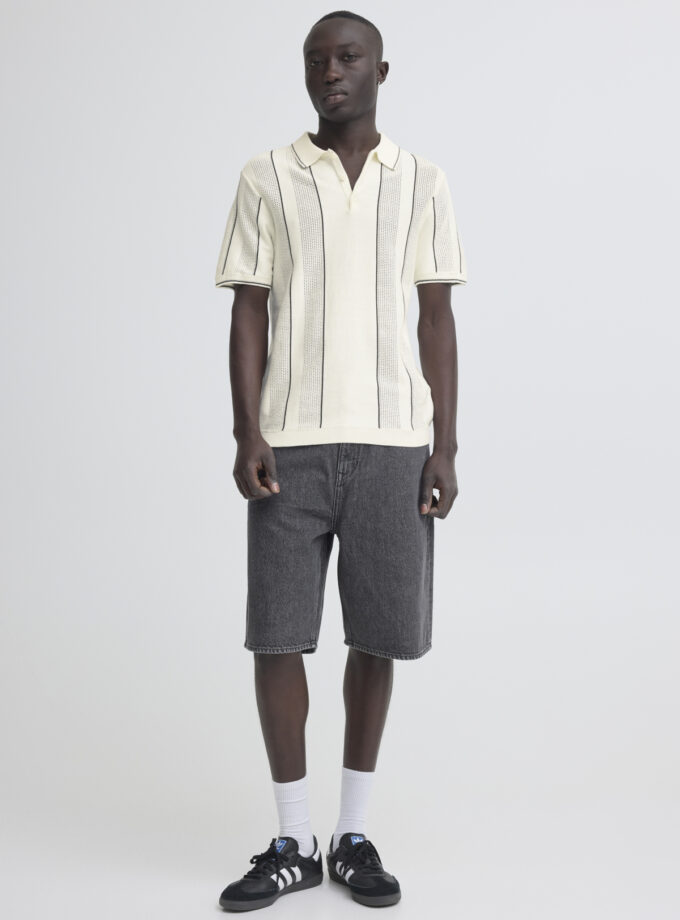 SHORT SLEEVE KNITTED POLO - SAND