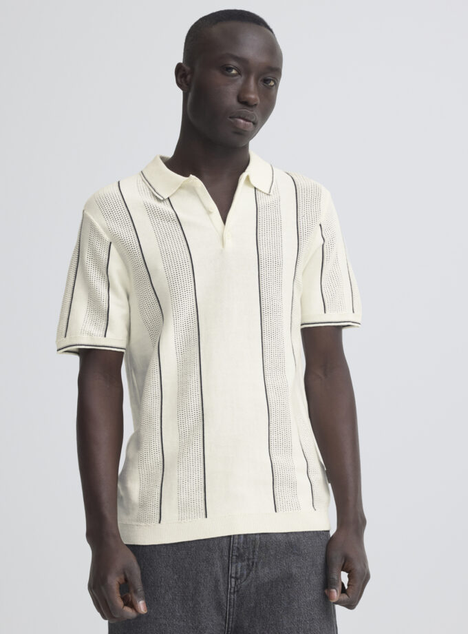 SHORT SLEEVE KNITTED POLO - SAND