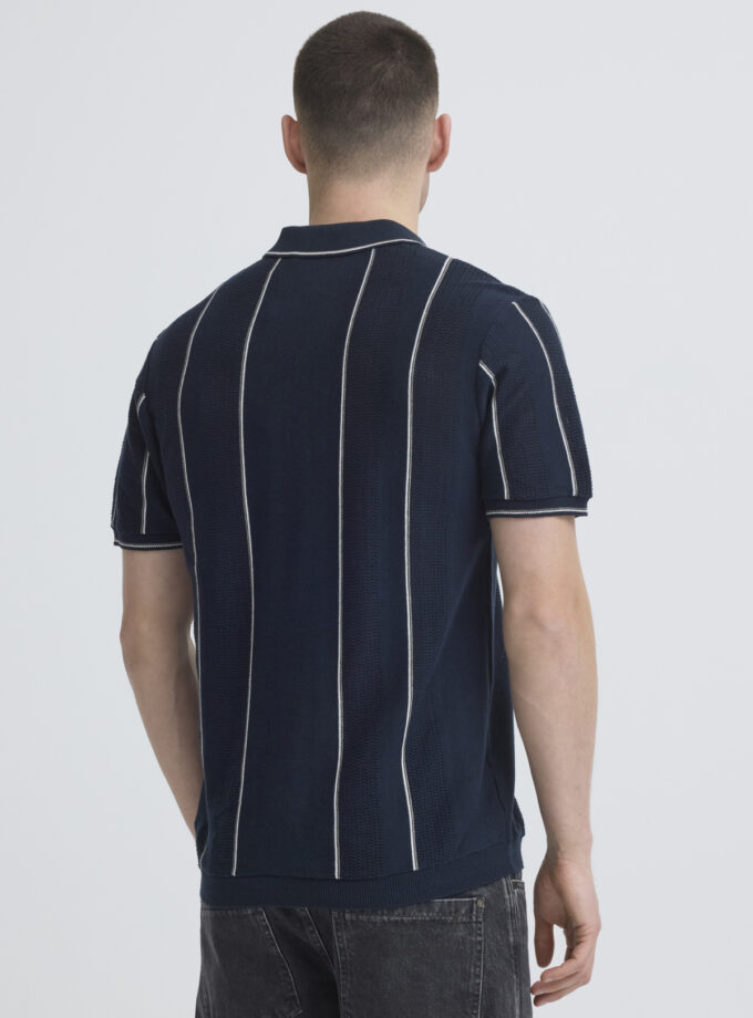 SHORT SLEEVE KNITTED POLO - DARK BLUE