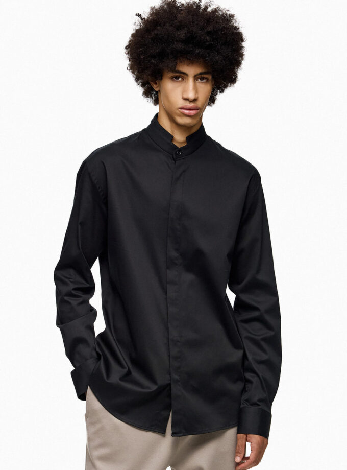 CLEAN CUT NECK SHIRT - BLACK (EXCLUSIVE ONLINE)