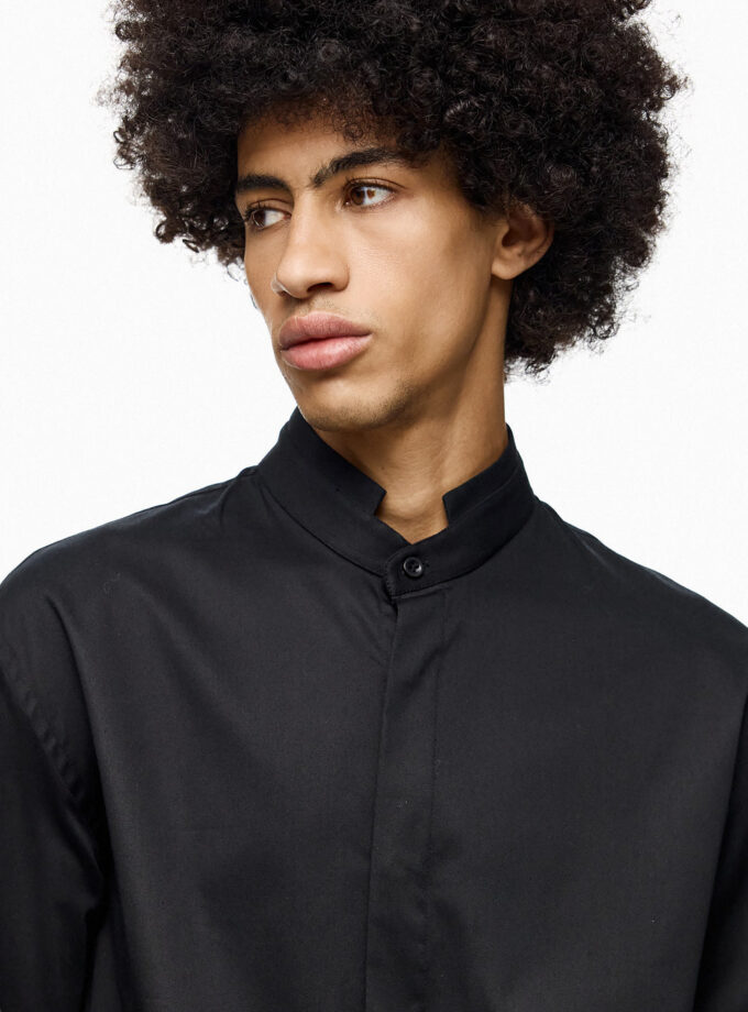 CLEAN CUT NECK SHIRT - BLACK (EXCLUSIVE ONLINE)