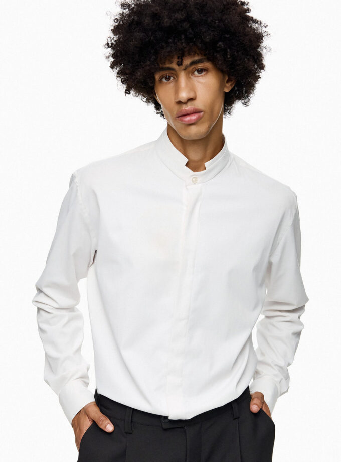 CLEAN CUT NECK SHIRT  - WHITE (EXCLUSIVE ONLINE)