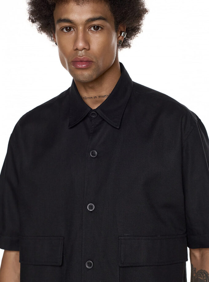STRUCTURED SHIRT - SLEEVE SHIRT - BLACK (EXCLUSIVE ONLINE)