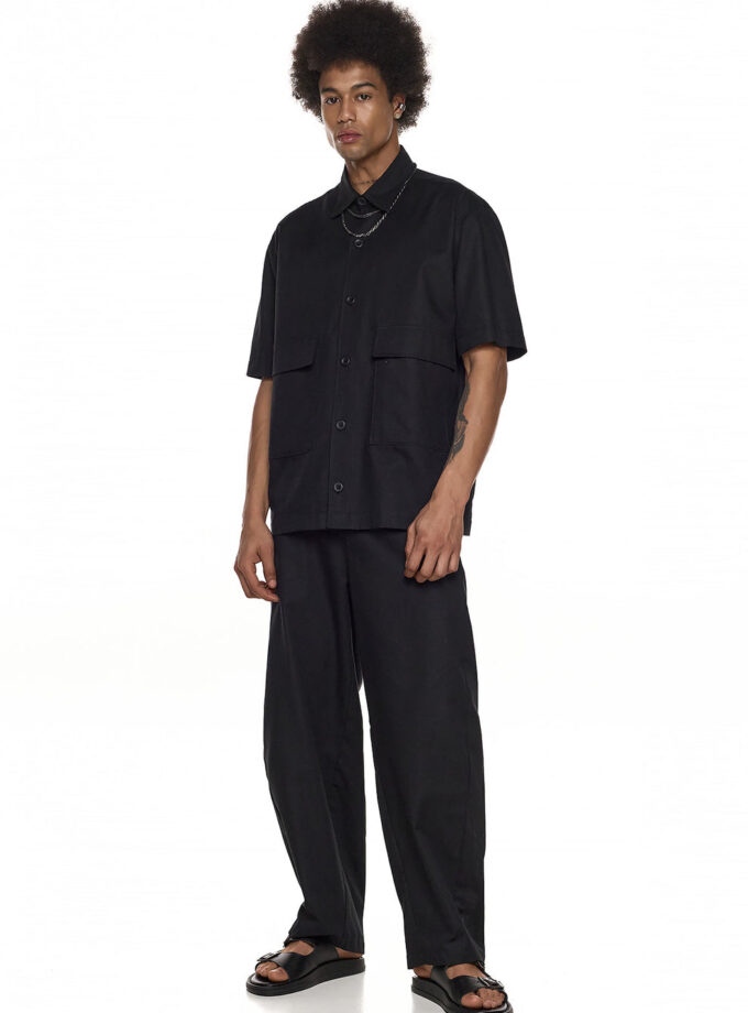 STRUCTURED SHIRT - SLEEVE SHIRT - BLACK (EXCLUSIVE ONLINE)