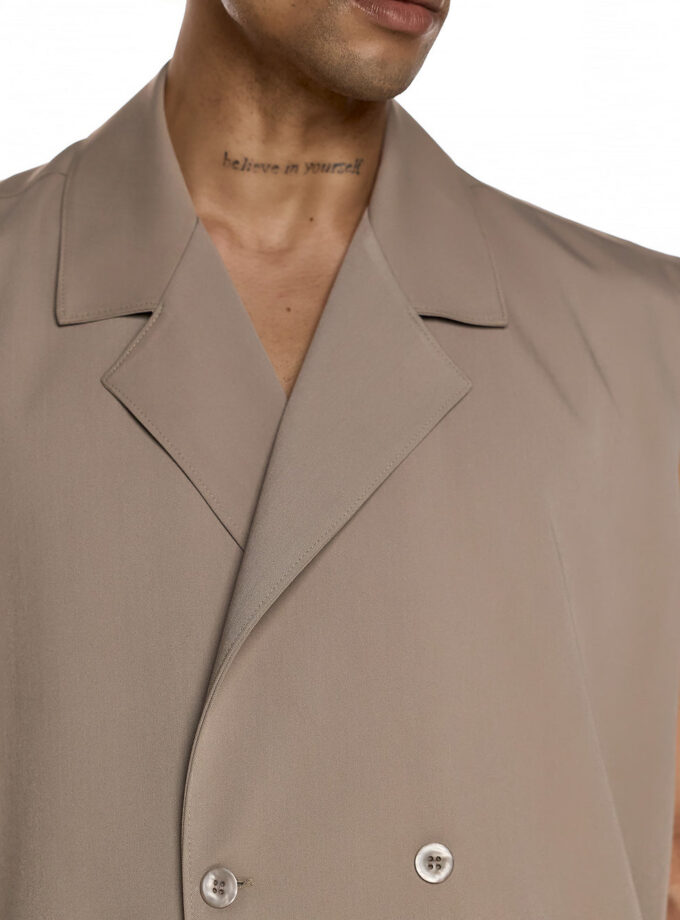 SLEEVELESS DOUBLE-BREASTED VEST – BEIGE (EXCLUSIVE ONLINE)
