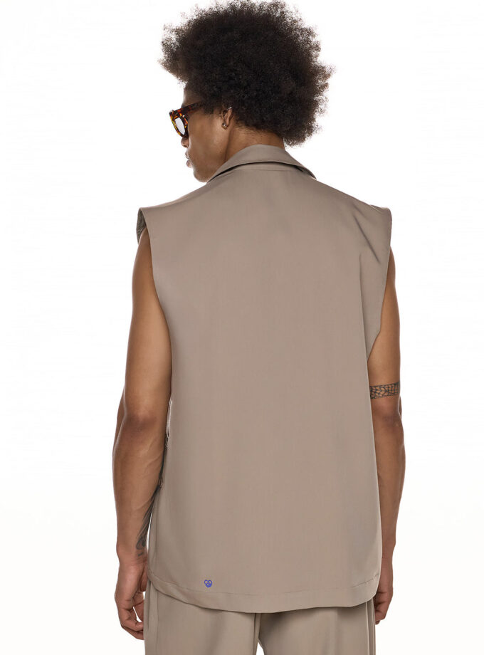 SLEEVELESS DOUBLE-BREASTED VEST – BEIGE (EXCLUSIVE ONLINE)