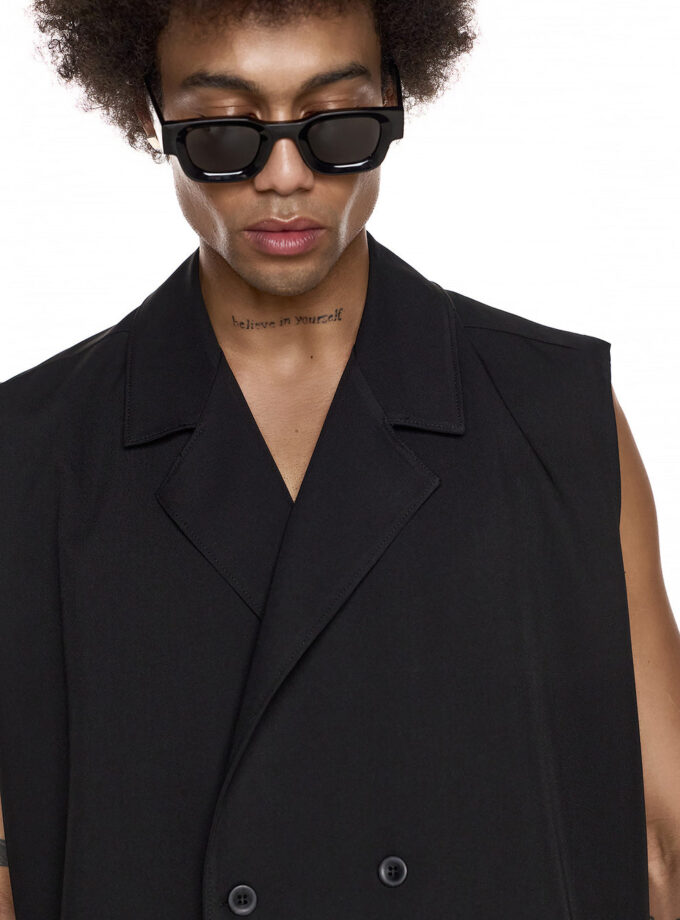 SLEEVELESS DOUBLE-BREASTED VEST - BLACK (EXCLUSIVE ONLINE)