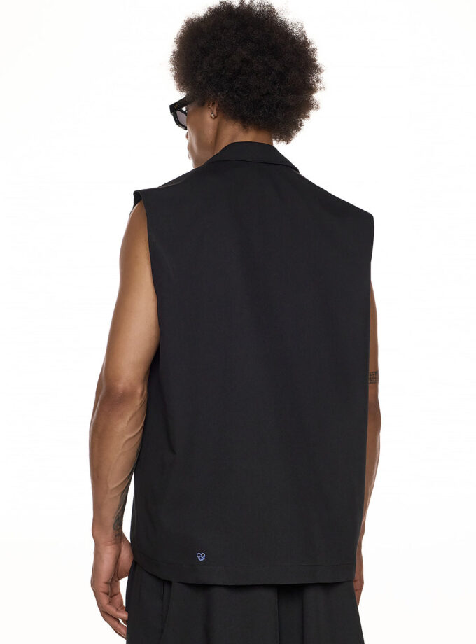 SLEEVELESS DOUBLE-BREASTED VEST - BLACK (EXCLUSIVE ONLINE)