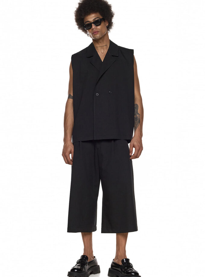 SLEEVELESS DOUBLE-BREASTED VEST - BLACK (EXCLUSIVE ONLINE)