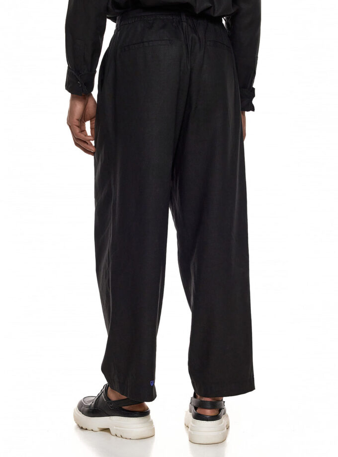 LINEN TROUSERS WITH SEAMS – RELAXED FIT - BLACK (EXCLUSIVE ONLINE)