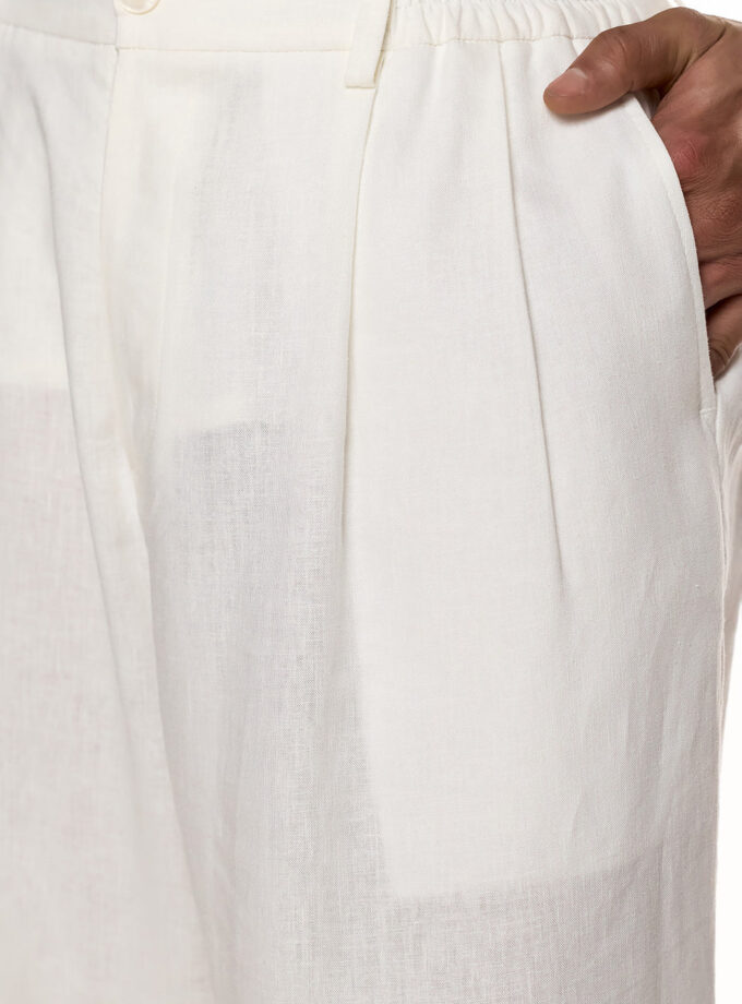 LINEN TROUSERS WITH SEAMS – RELAXED FIT - WHITE (EXCLUSIVE ONLINE)