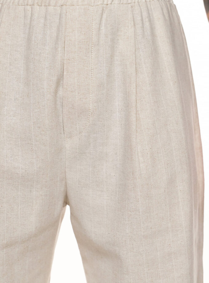 TEXTURED ELASTIC-WAIST TROUSERS - ECRU