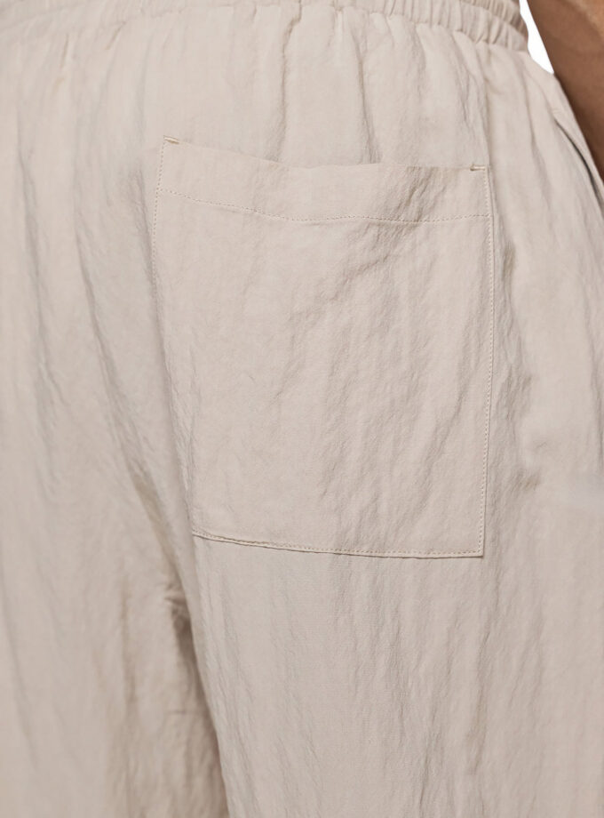 JAPANESE STYLE PANTS WITH ELASTIC WAIST - ECRU