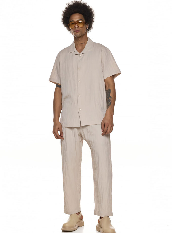 JAPANESE STYLE PANTS WITH ELASTIC WAIST - ECRU