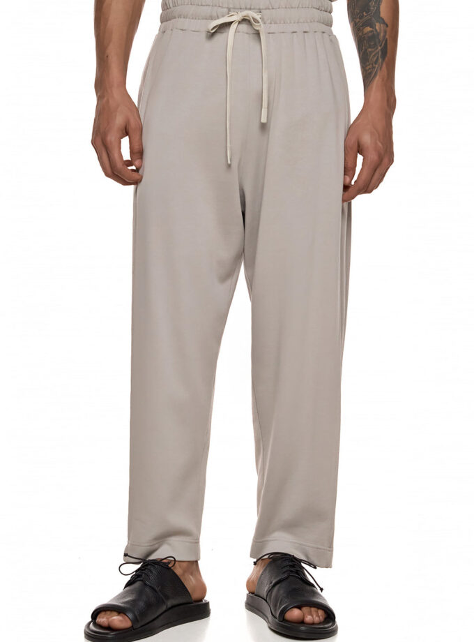 RELAXED PANTS WITH DRAWSTRING AND EMBROIDERED DETAIL - GREY (EXCLUSIVE ONLINE)