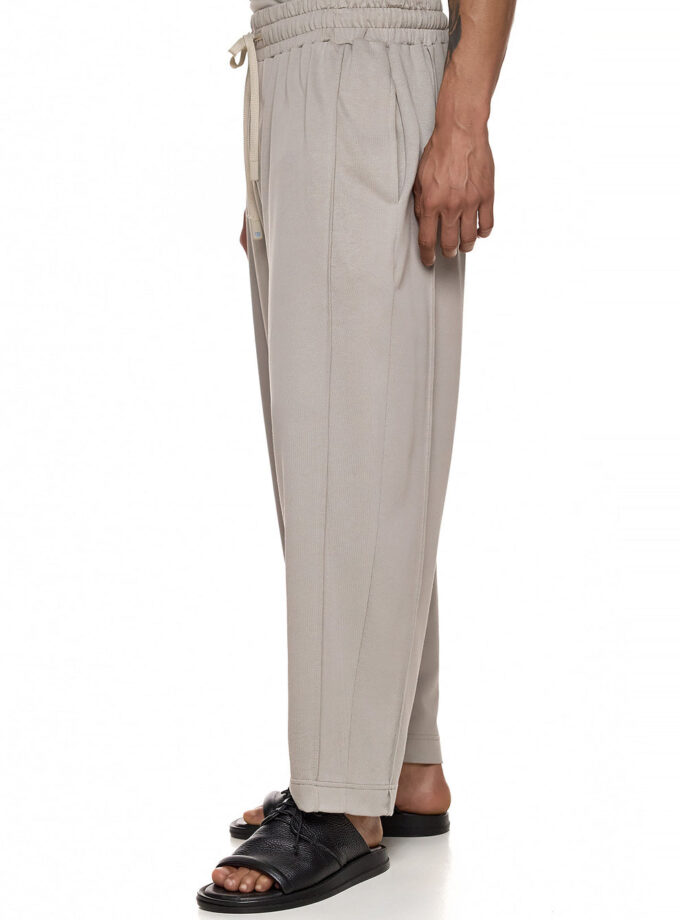 RELAXED PANTS WITH DRAWSTRING AND EMBROIDERED DETAIL - GREY (EXCLUSIVE ONLINE)