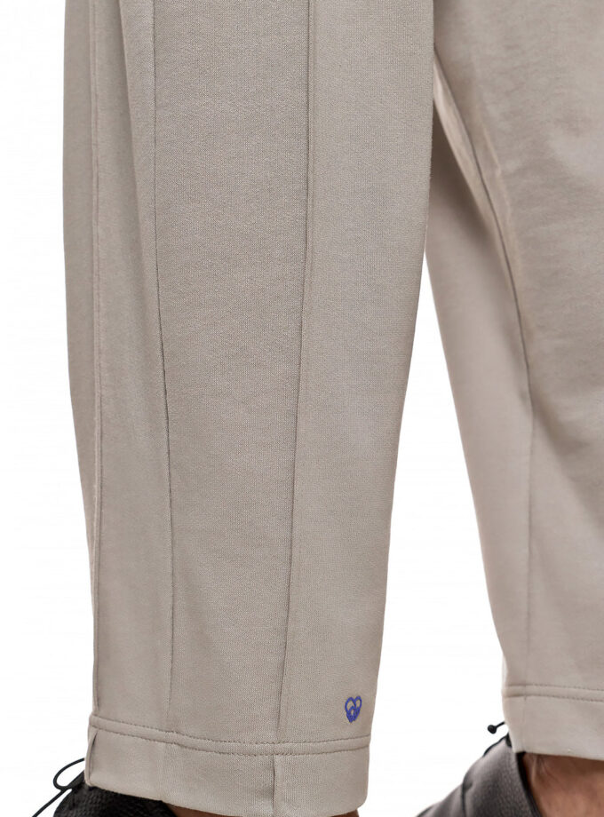 RELAXED PANTS WITH DRAWSTRING AND EMBROIDERED DETAIL - GREY (EXCLUSIVE ONLINE)