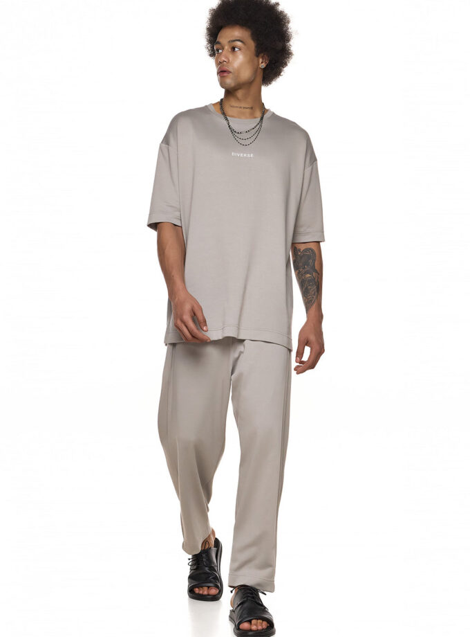 RELAXED PANTS WITH DRAWSTRING AND EMBROIDERED DETAIL - GREY (EXCLUSIVE ONLINE)